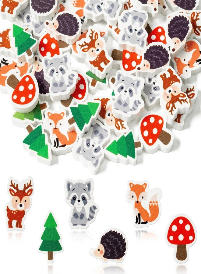 Yopyame 60Pcs Woodland Animal Mini Eraser for Kids Bulk Assorted Novelty Pencil Eraser Cute Puzzle Erasers Desk Pet Back to School Classroom Prizes Student Homework Rewards Gift Filling Party Favors - Image 1